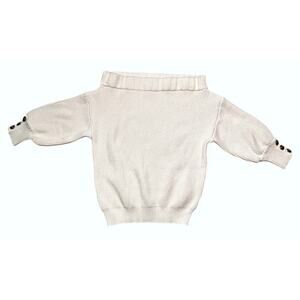 Mazik Off-the-Shoulder Gold Button Embellished Sleeve Cream Sweater Small